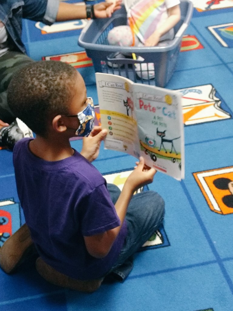 TimberDriveES's tweet photo. This Timberwolf attended every online story time and asked to be a guest reader. Today he shared his favorite book with @TimberwolvesPK class! #BethePACKleader https://t.co/sFcQnZ0OLK