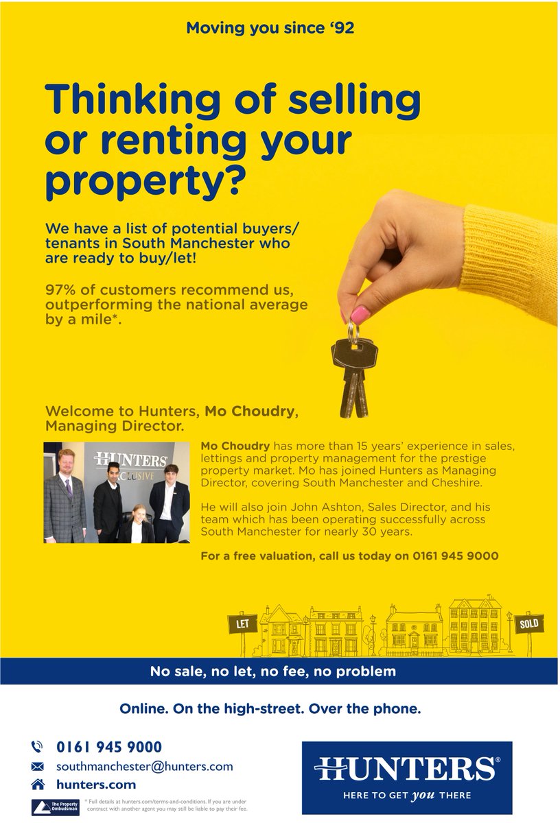 Southsidemag's tweet photo. Thinking of #selling or #renting your #property - #nosale #nolet #nofee #norproblem give @Hunters_M22 at call - see the advert in https://t.co/tyym7jPxnF or below - #newhome #newstart #newarea #StaySafeStayHealthy https://t.co/gexTET4bCU