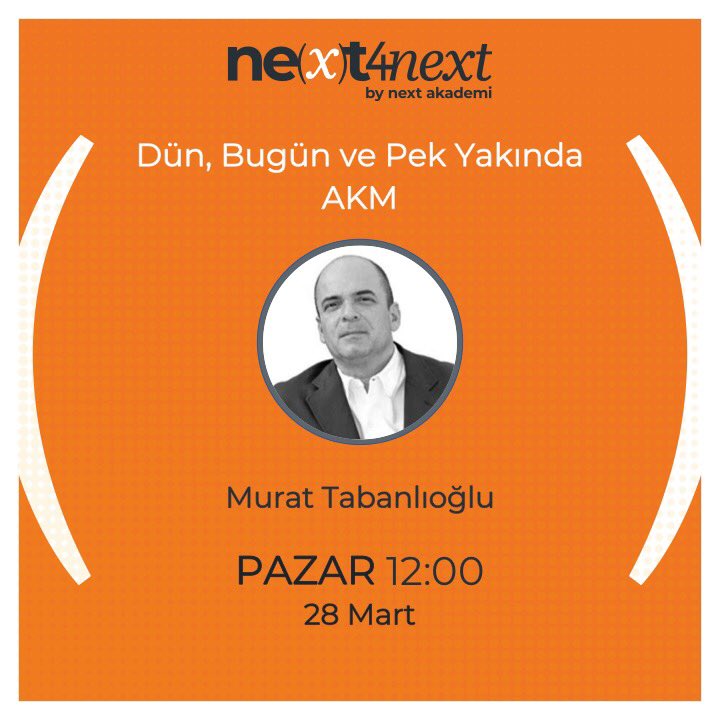 #Next4Next’de bu hafta Murat Tabanlıoğlu ile birlikte Atatürk Kültür Merkezinin 50’li yıllardan başlayan ve bu yıl yeniden yapılıp açılmasına kadar olan mimari hikayesi.. 

#nextakademi