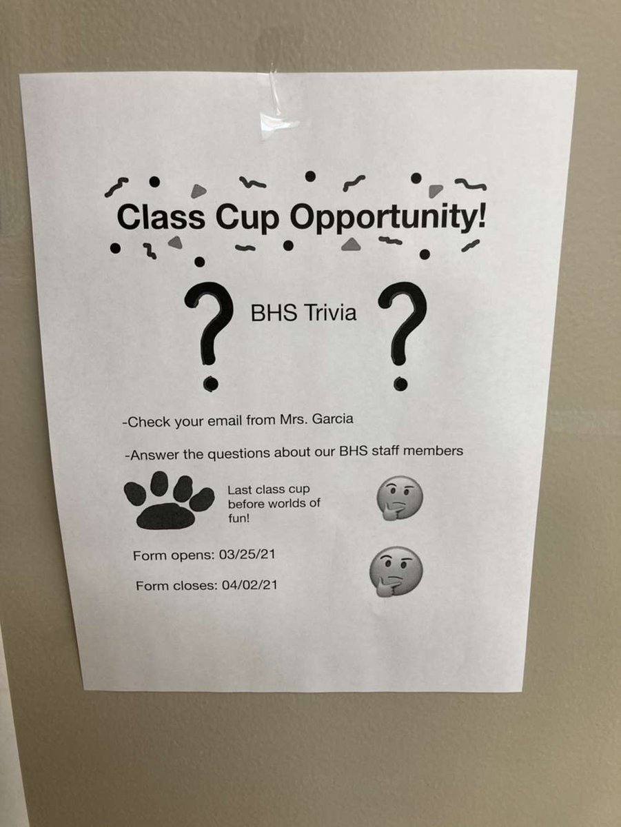 BhsSuperFan's tweet photo. Check your email to help your grade earn some class cup points!!! #BGOD https://t.co/k5cQunV2Oe