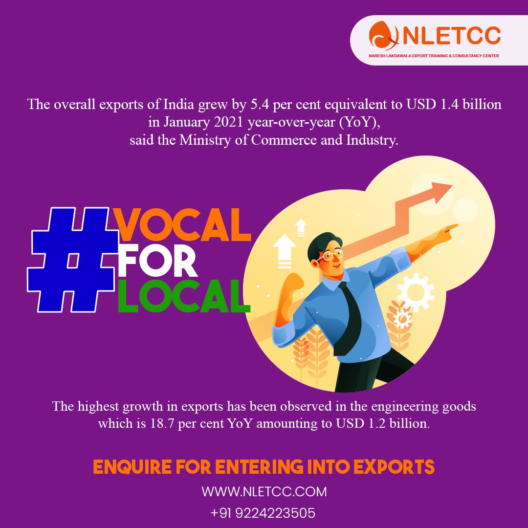 NLETCCeximp's tweet photo. India is Growing #VocalForLocal
After all this pandemic situation also India is doing great in 2021 and started with a bang! May this year we break all previous exporting records!

#INforIndia #GlobalExim #FridayMotivation #FridayInspirartion #Exports #IndianMarket #Year2021 #USD https://t.co/tTB4W46Kdo