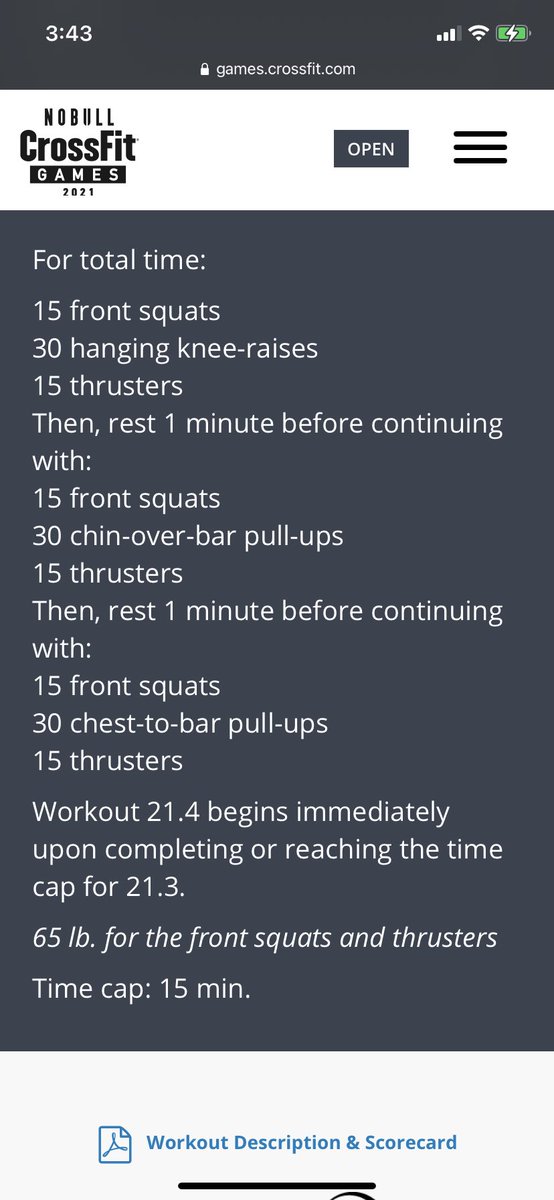 ApeishBlake's tweet photo. @jackmurphylive Did the RX #21point3 this morning. Lots of squating. 135 reps. https://t.co/mwePT5LvKi