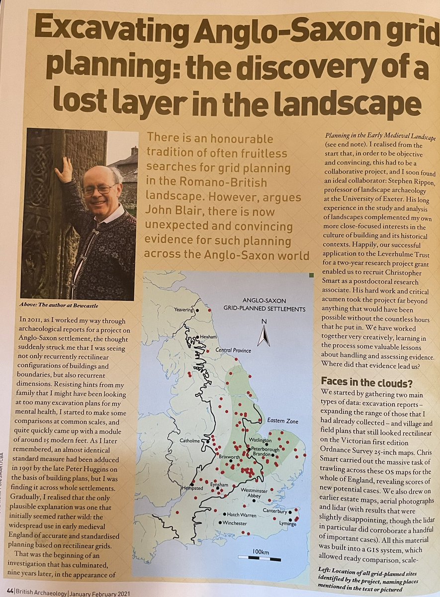 drparchaeology's tweet photo. Great article in last months #BritishArchaeology magazine by @archaeologyuk. Prof #JohnBlair and colleagues identification of #AngloSaxon settlement grid #planning systems. Heritage &amp; planning go hand in hand! https://t.co/SsopSmlUC7