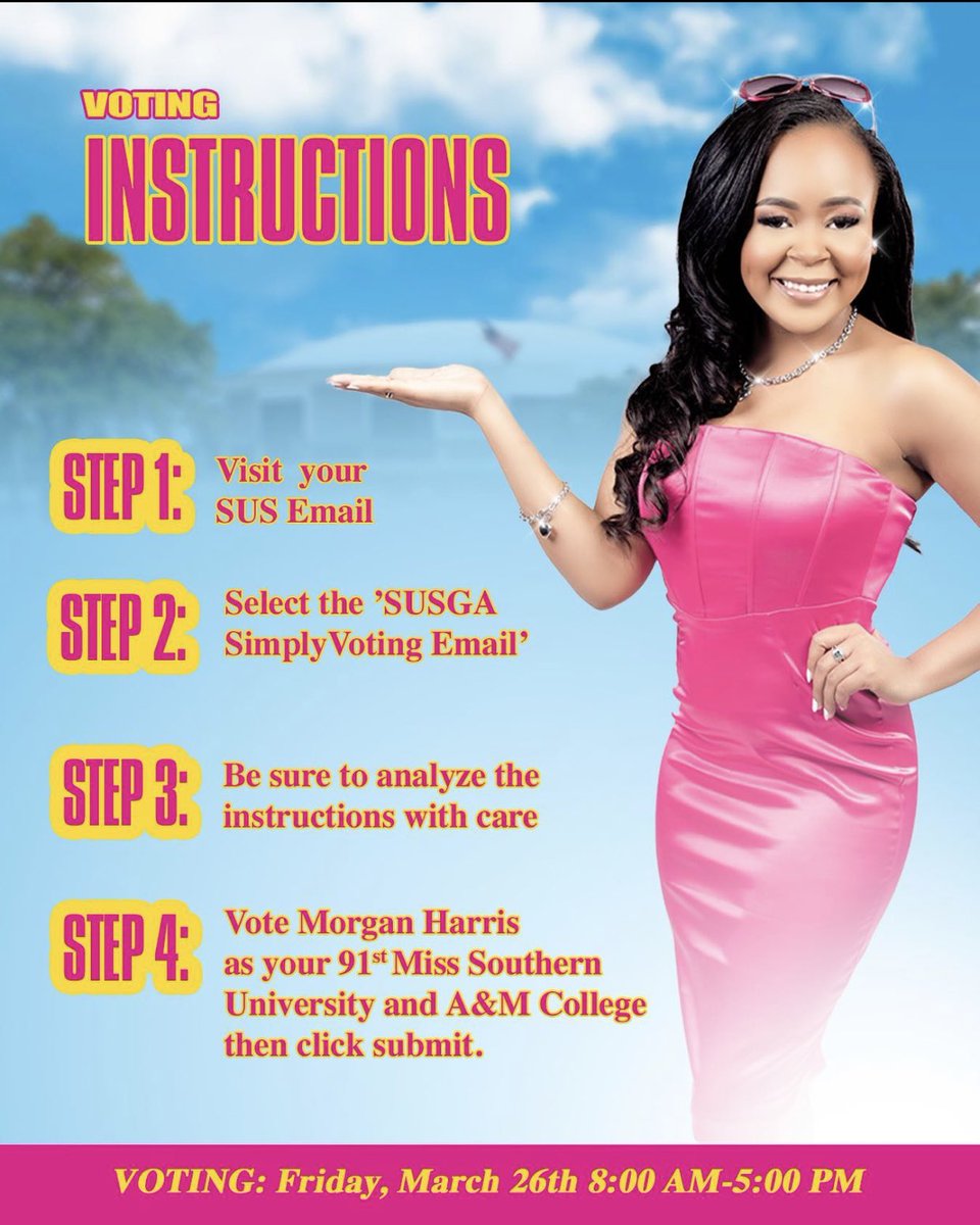 tracklifelove's tweet photo. Today is the day ! She’s more than Pretty she’s going to put in  work, 
Vote Morgan Harris for the 91st Miss Southern University 💙💛💙💛💙💛💙💛💙💛💙💛 https://t.co/4G63QPSSnq