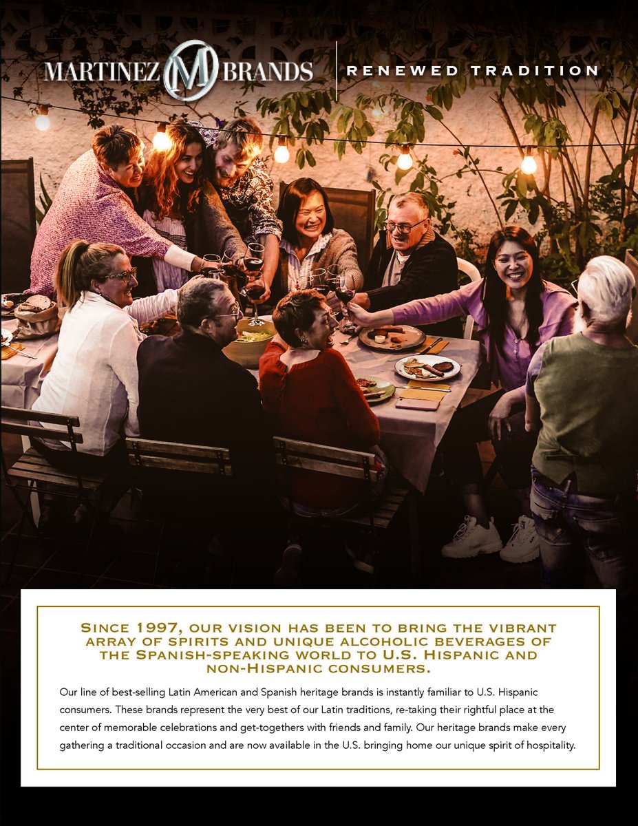 AvanteWealth's tweet photo. Join me to celebrate our heritage by recognizing @ Martinez Brands!
Since 1997, their vision has been to bring the vibrant array of spirits and unique alcoholic beverages of the Spanish - speaking culture to U.S. Hispanic and non-Hispanic consumers.
#AvanteWealth
#REApoyando https://t.co/6uzv9yVY1b