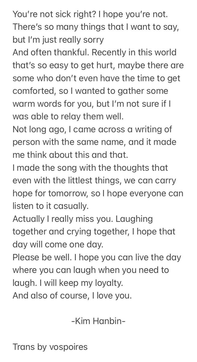 vospoires's tweet photo. [Eng] Handwritten letter by Hanbin 20210326

Let’s start from the zero &amp; build our new journey together. https://t.co/HEZbroE4tS