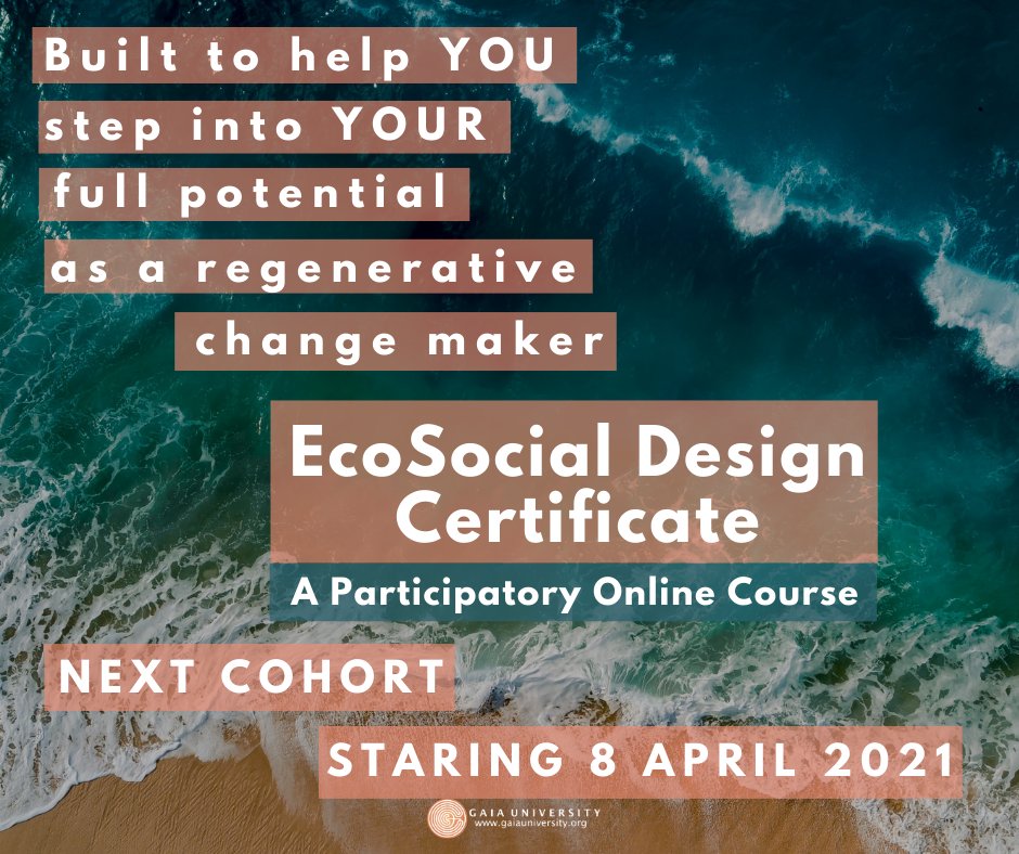 Gaia_University's tweet photo. The Ecosocial Design Certificate is an invitation to develop the skills which allow you to step into your power as a leader for regenerative action.

For more info: 
For more info: https://t.co/ghnYJcYJjd

#GaiaUniversity
#ecosocialdesign 
#unlearning 
#reclaimingourpower https://t.co/wInkRBFzJ9