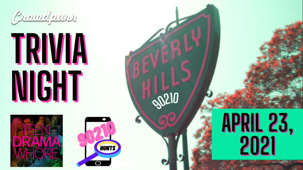 90210HUNTS's tweet photo. Registration for 90210 Hunts &amp; TDW's Ultimate "Beverly Hills, 90210" Trivia Night is officially open at:
https://t.co/wTHSmITGbb. Join now for a chance to win prizes on April 23! @sizzlemaker #trivia #beverlyhills90210 #prizes #TV #90s https://t.co/b1SFf5a8u7
