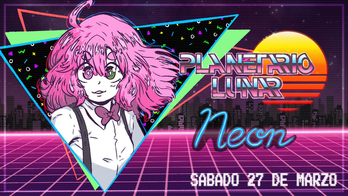 #DibujoLunar
Este sábado en el Planetario Lunar estilo Neón / retrowave / synthwave / electrowave​​ / futuresynth​ (esos últimos 4 sé que son géneros musicales) o como le conozcan a esta estética visual, a través de twitch: twitch.tv/planetariolunar