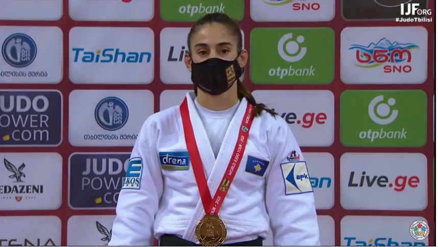 NOCKOSOVO's tweet photo. BREAKING: @NoraGjakova wins gold medal🥇 at the Judo Grand Slam #Tbilisi2021. This is a great success for our judoka. Congrats to @NoraGjakova and good luck to other judokas💪💪💪👏👏👏👏

#JudoTbilisi2021 #RoadToTokyo2021 https://t.co/vdfbn3v8Zc