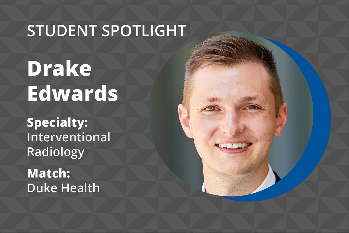 DukeMedSchool's tweet photo. Student Match Spotlight: Drake Edwards -- “Being able to sit at the bedside with patients who were sick, scared, and alone and just spend time asking about their children, grandchildren, is something that I will never forget.”https://t.co/LbOCuPwzdr #DukeMedMatchDay #MatchDay2021 https://t.co/RDViMW0uGC