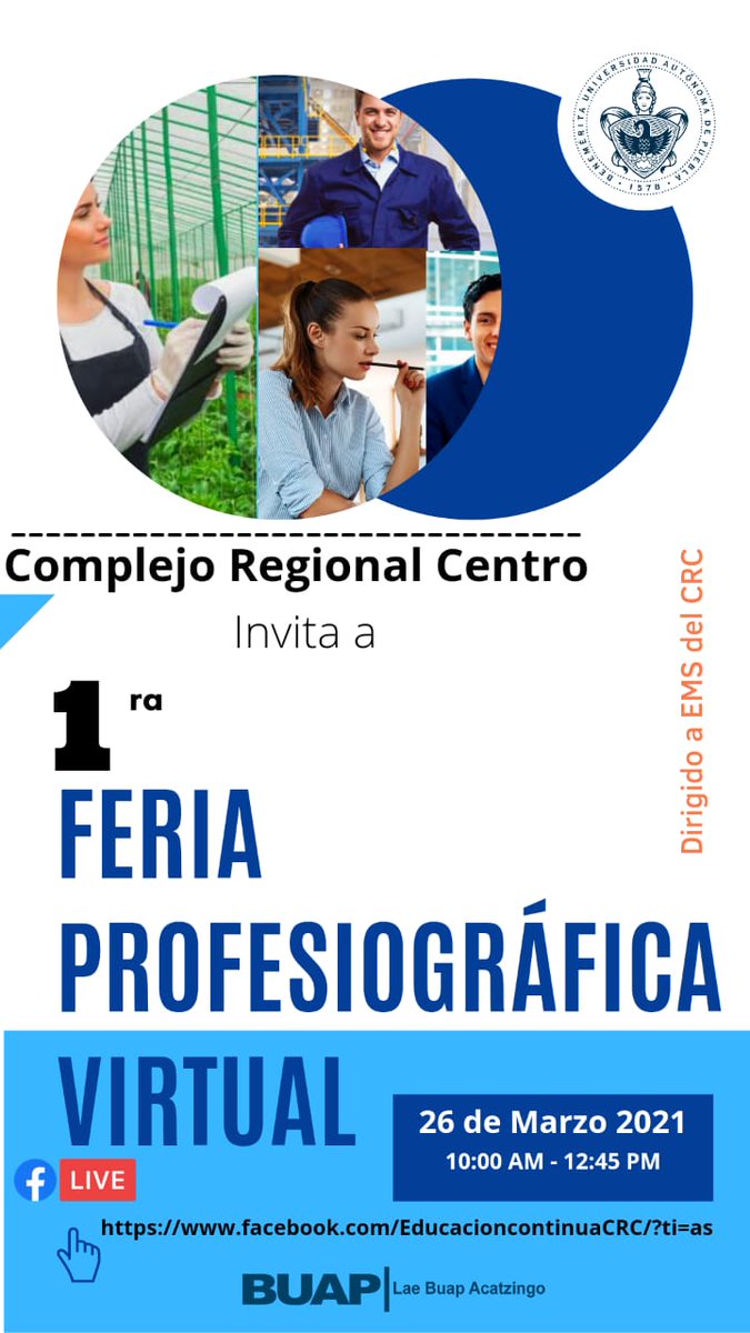 UniversIAA's tweet photo. Les interesa saber mas ? Vean lo que esta organizando la BUAP de manera gratuita!! Vayan hoy a las 10 horas del dia a la pagina de Facebook indicada y prepárense para una experiencia única!! https://t.co/qlos8bXGks