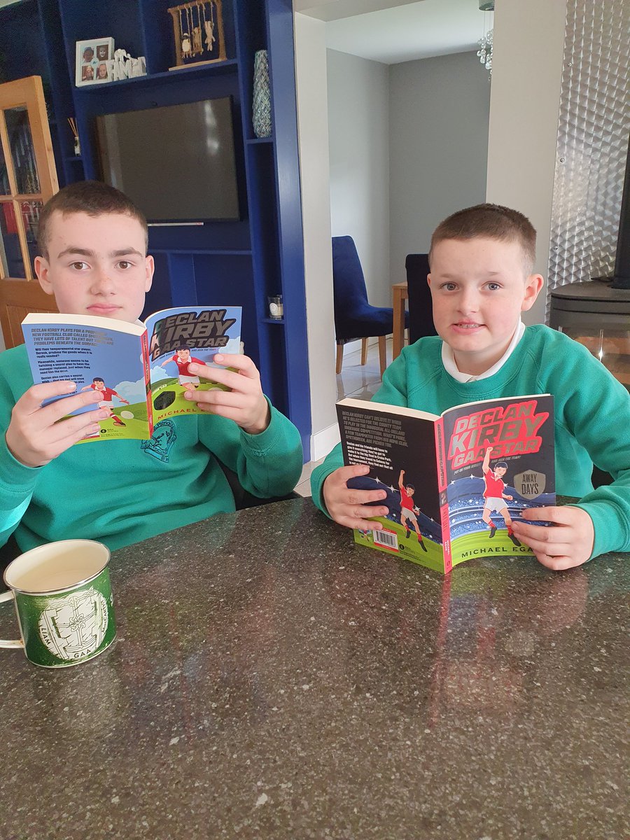 Tadhg and Finian enjoying the new @Dkirbygaastar books. Well done and good luck to Michael Egan on the launch. Quality books that I'd recommend for any young gael