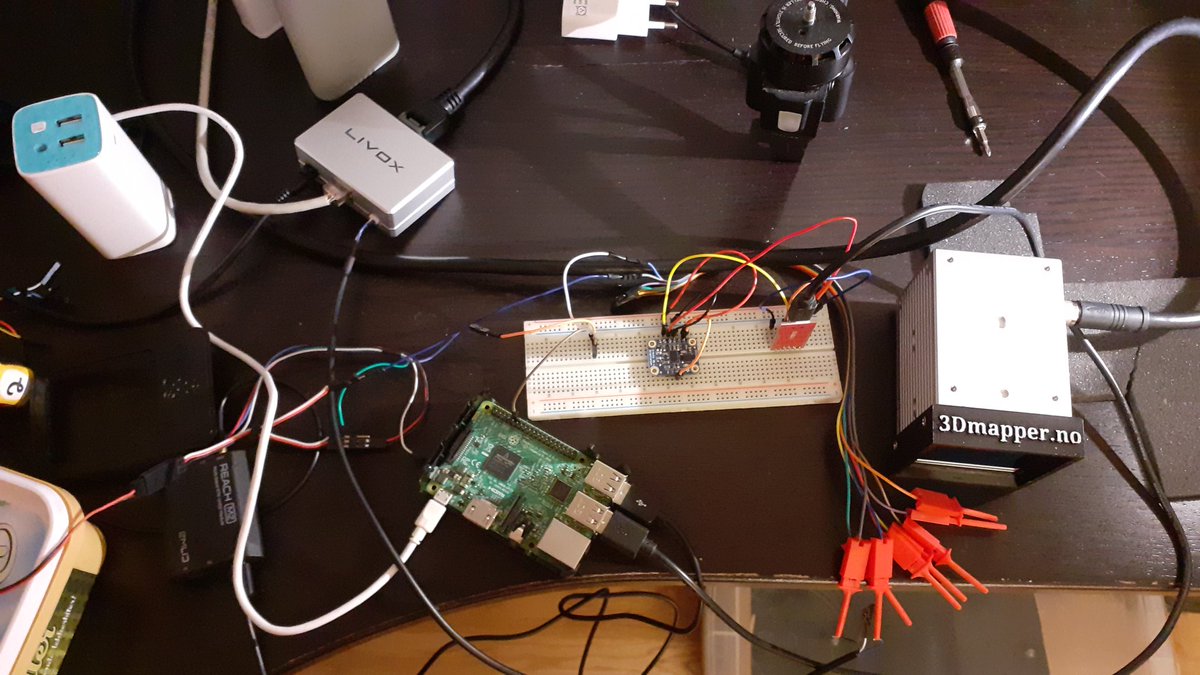 ToreCrash's tweet photo. Wiring day. I should probably draw a schematics while I got things working ๐. #Emlid #M2 #Livox #lidar #Avia #imy #chronyc #pps #gpsd #ppstool #nanoseconds #3dmapper https://t.co/t1EBDqFX4W