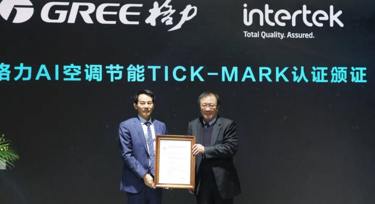 JARNmagazine's tweet photo. Gree won the world’s first #TICKMARK certificate issued by Intertek on #energy conservation of #AI #airconditioner, which signifies #Gree’s another breakthrough in #energyconservation of #RAC field.
@GreeANZ
#HVAC #HVACR #AC #heapump #refrigeration
https://t.co/V5WhKjGA6t https://t.co/eyUb26CFWq