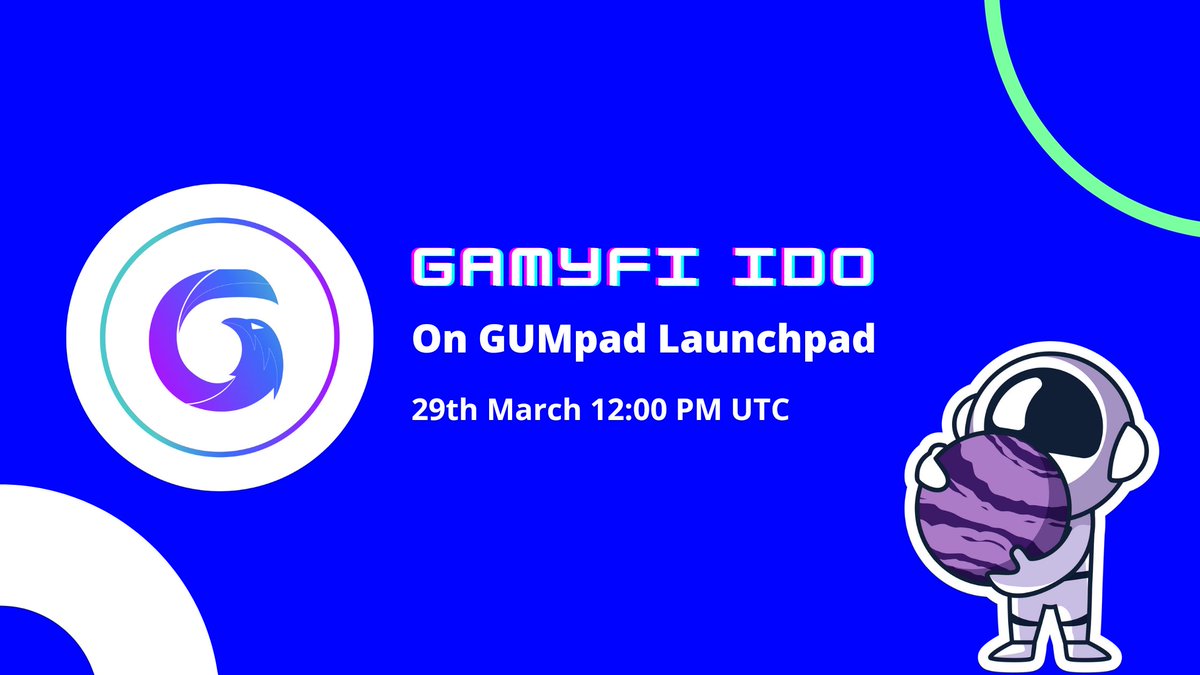 GamyFi_HQ's tweet photo. GamyFi is delighted to announce our 4th IDO partner, @gourmetfinance GUMpad. GamyFi will hold a IDO on GUMpad on 29th March at 12:00 PM UTC. 

Read to Learn more 👇
https://t.co/5KGgp8359g

Join the whitelist 👇
https://t.co/BVbvf4LqpC https://t.co/JpUYrUFfvp