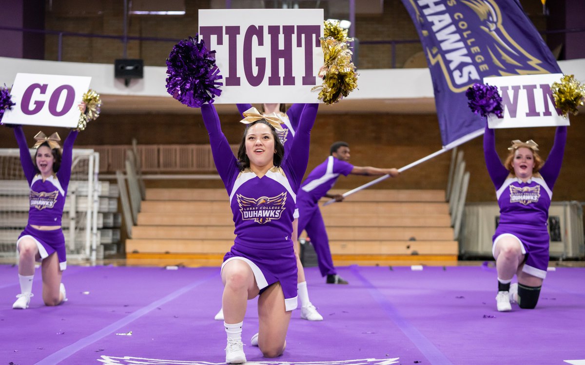 DuhawkSpirit's tweet photo. Tune in to the live feed at 3:50 to catch Duhawk Cheerleading at the American Rivers Conference Cheer &amp; Dance Championships Sunday afternoon. The event begins at 2:00 and features cheer and dance teams from all over the conference https://t.co/Ye1m9vPgth https://t.co/9RG5r1DC5v