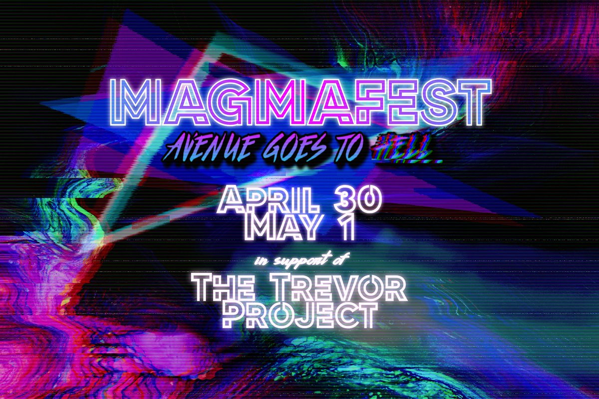 avenueconcerts's tweet photo. avenue presents...
MAGMAFEST: AVENUE GOES TO HELL
with performances from @carseatheadrest, @8_4_8_5, @rileythemus, @theiaofficialxo, @fax_gang, @WOW_OK_MUSIC, and more!!!
in support of @TrevorProject!!!
are y'all ready? https://t.co/ejrwPBDJrl
