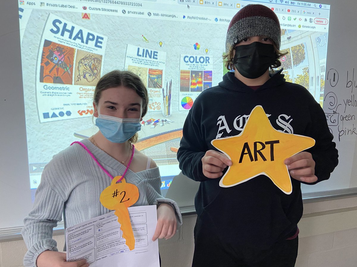 kimicarr's tweet photo. Big shout out for “TEAM BLAKE” &amp; congrats to all our finalist 🤩 for completing our virtual #EscapeRoom ⁦@AntrimSchool⁩, where knowing #thebuildingblocks of #Art is #key🔑 ⁦@MilesMichelle5⁩ ⁦@StecchiniM⁩ ⁦@ptbeachsuper⁩ #smART kids #brakingthebox https://t.co/7jALAR3374