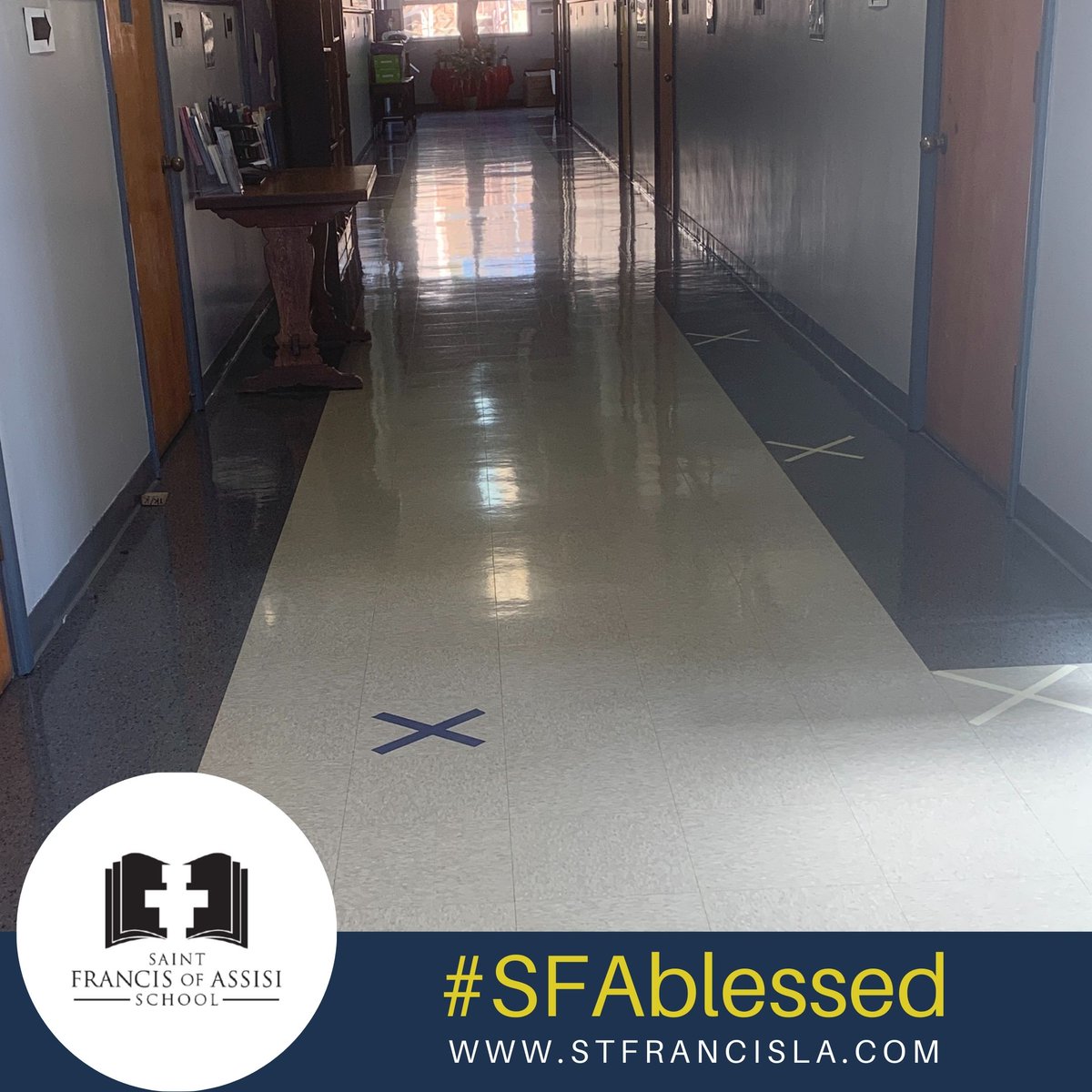 SFASchoolLA's tweet photo. X marks the spot... where our students will stand to maintain social distancing. We return to in-person learning, starting on April 12. See you all soon! #SFAblessed #losangeles #silverlake #echopark https://t.co/IEngQ6PM8I