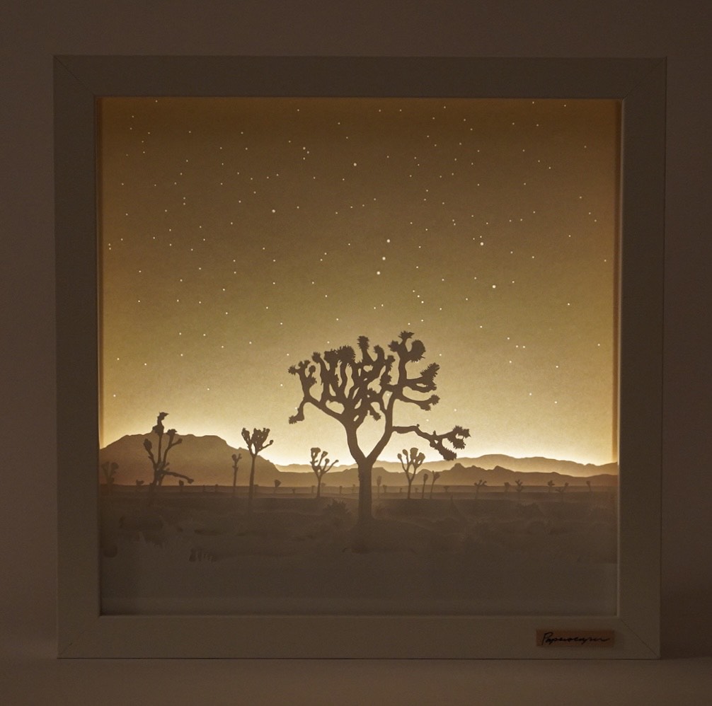 MojaveDesertLT's tweet photo. The Mojave is an inspiration to many artists. One such artist is Paperscaper, who creates scenes that capture the dreamy quality of light that we experience here. We're grateful that Paperscaper has chosen to support our mission through donations from sales of his #paperscapes. https://t.co/Dga8srAtkT