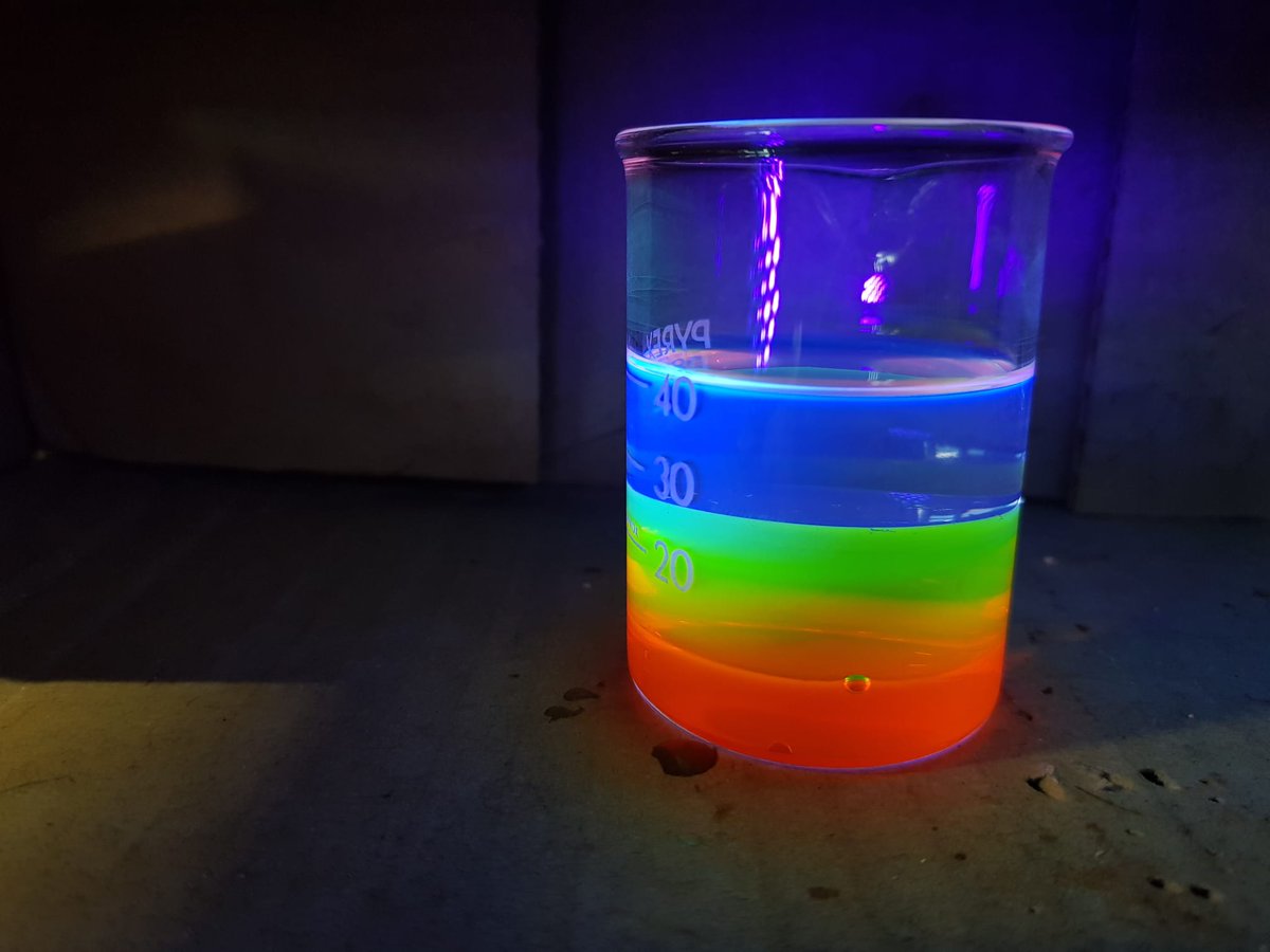 lab_hybrid's tweet photo. Happy Fluorescence Friday from us and @ElisaTrippodo 
with our fluorescent rainbow cocktail!
#fluorescencefriday #CENchempics #nanohybridlab #organicchemistry  #organicphotovoltaic #fluorescence #chemistry #chemist #science
@cenmag
@unipa_it
@sharpernight https://t.co/gox7AEDhbk