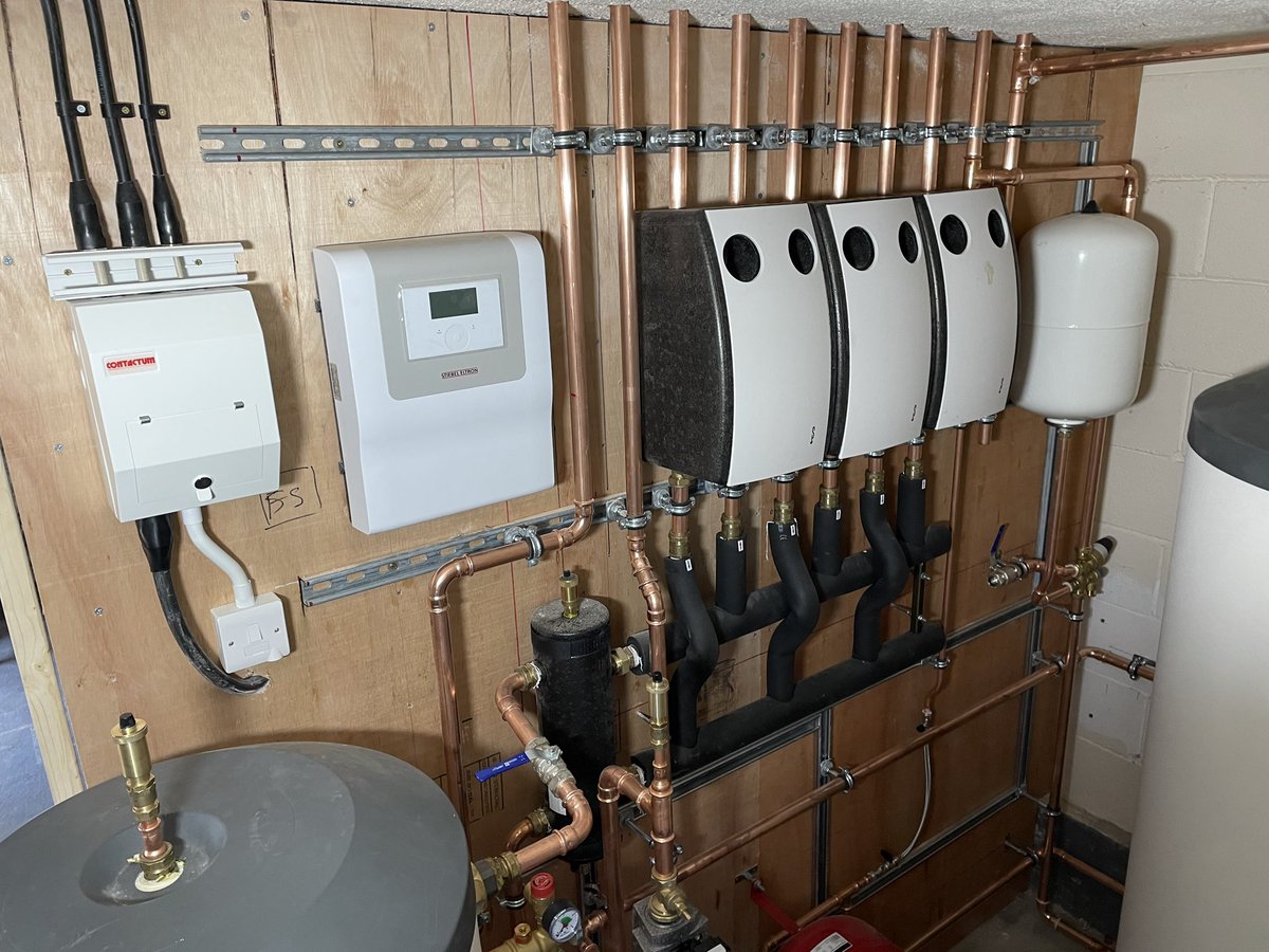 ecosystemswales's tweet photo. Nearly there with our latest WPL 25 install, finish wiring and a few  bits of pipework to finish then ready for test an commissioning tomorrow then  lodge RHI claim Monday before deadline, all ready to expect guests from next week onwards https://t.co/v8ZODUFAhd