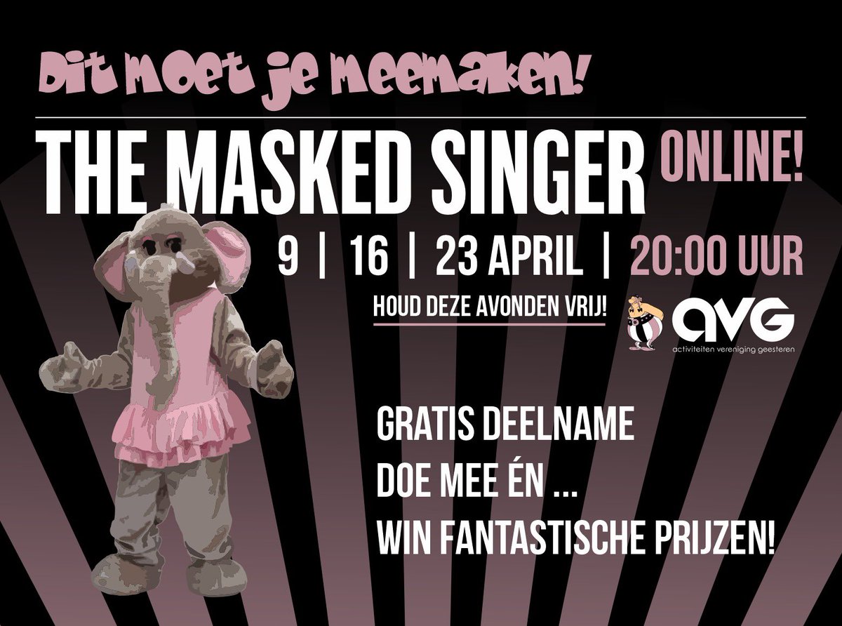 Een spectaculair online evenement wat je niet wilt missen! #themaskedsingerGeesteren #gratisdeelname #fantastischeprijzen