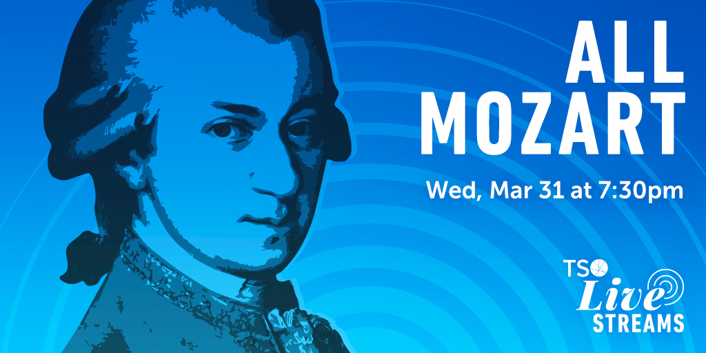 NEW: All Mozart live stream, next Wednesday, March 31, 7:30pm!

We perform LIVE from Roy Thomson Hall in this brand new online concert, conducted by RBC Resident Conductor Simon Rivard. 

Get front-row seats in your living room: TSO.CA/LiveStreams
