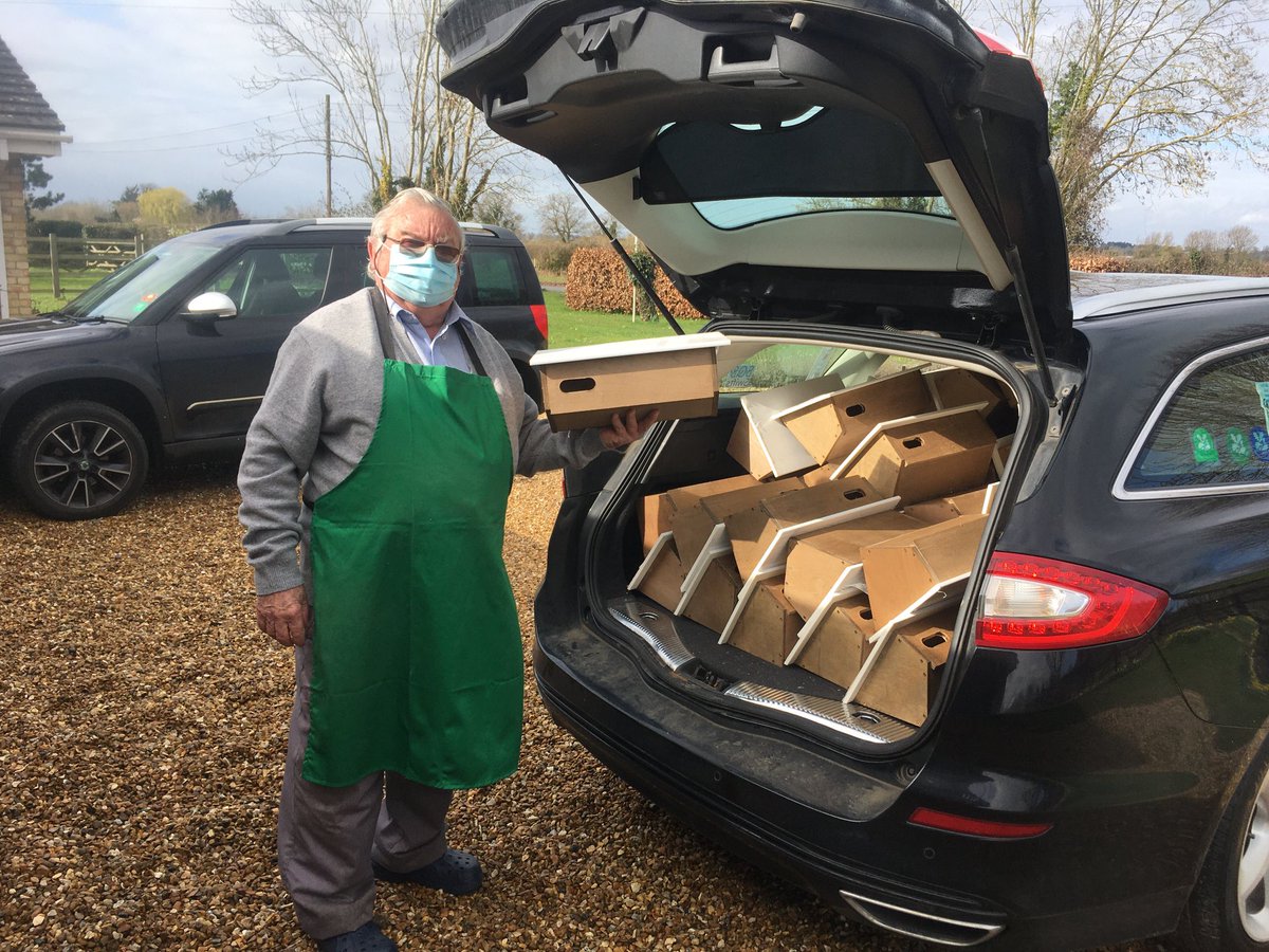 SoSSwifts's tweet photo. Another 77 Swift nest boxes destined for Suffolk, John Stimpson is holding the 26,027th Swift nest box that he had made. All of these 77 nest boxes are allocated. #SaveOurSuffolkSwifts ⁦@suffolkwildlife⁩ ⁦@SuffolkBirdGrp⁩ https://t.co/vs7vyBZyIA