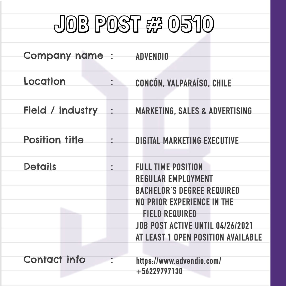 BTSARMYJobBoard's tweet photo. #BAJBChile
CONCΓN, VALPARAΓSO, CHILE
https://t.co/vWBvfkXkLk
ARMYs, kindly contact the job poster / hiring party directly for more information.
Good luck! π https://t.co/OAfxFKVC85
