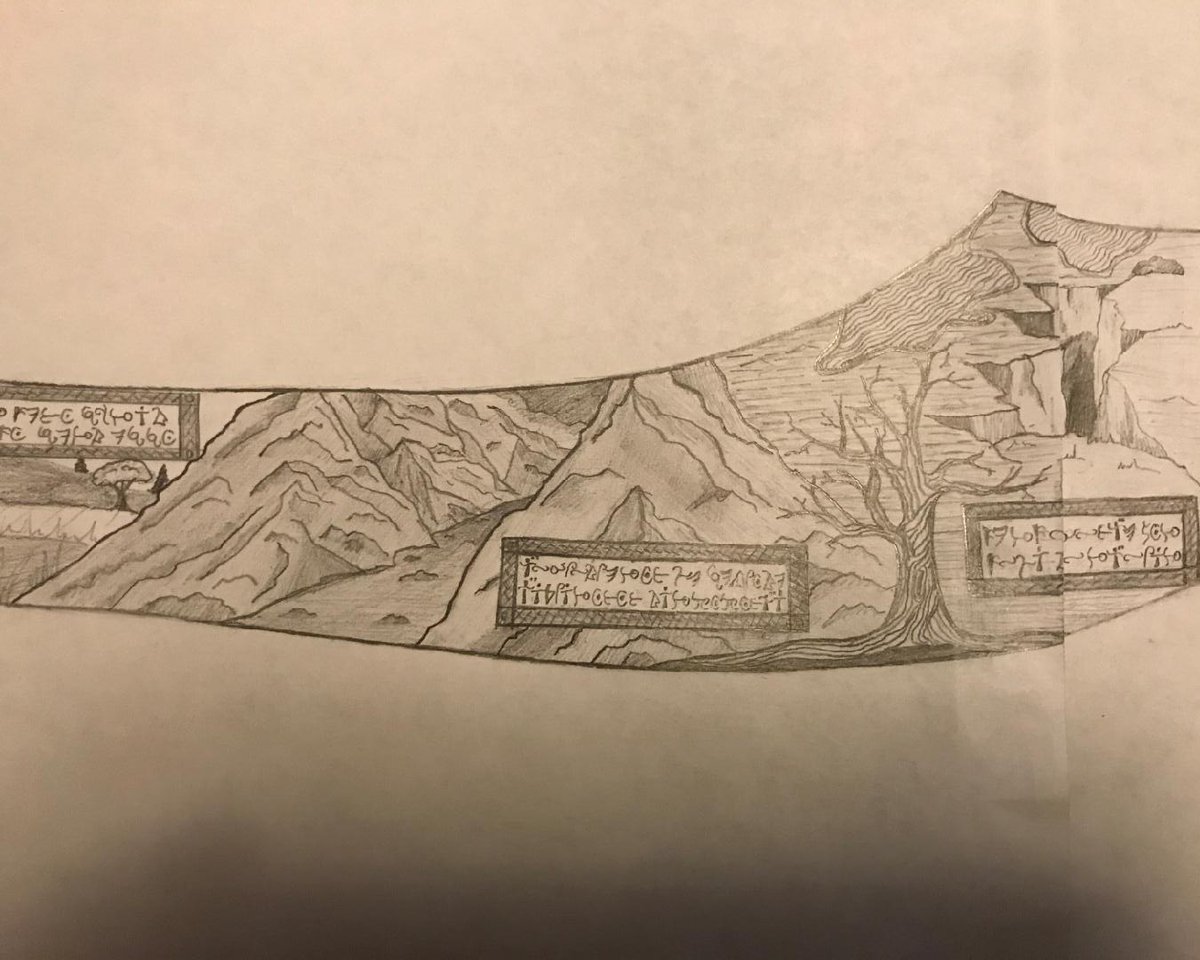 DystopiaDD's tweet photo. Thought I would share some of the incredible artwork my friends have done for my campaign. 

Krimplin's "History of the Drow" scimitar. This dark elf is hoping to learn more of the sword and hopefully find his people. #dnd #dnd5e #dndfanart #fanart #homebrew #art https://t.co/Tw8DWCwprm