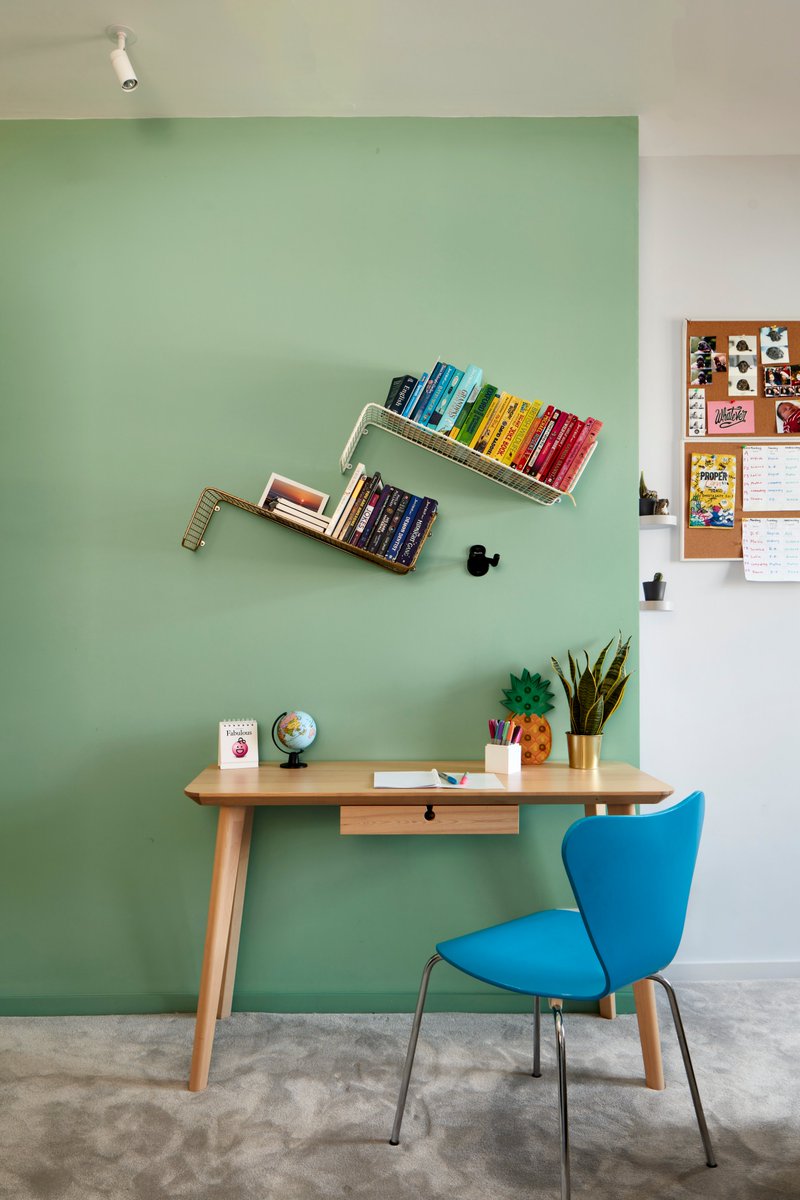 The green is Farrow &amp; Ball 'Arsenic' - Ideal for a child's bedroom (no licking the walls though) @FarrowandBall