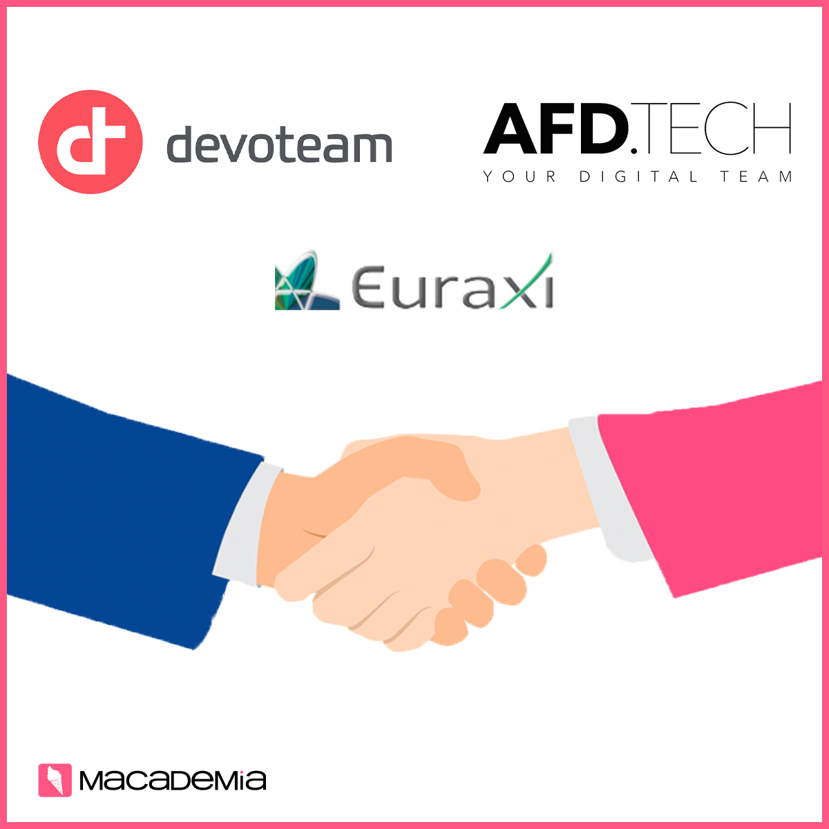 MacademiaFrance's tweet photo. 🤝 Cette semaine, 3️⃣ nouveaux clients que nous avons eu l'opportunité de former sur SonarQube et ASP .NET Core MVC :

👉 @DevoteamFrance 
👉 @AFDTECHNOLOGIES 
👉 @EuraxiHts 

Merci pour la confiance accordée ! https://t.co/A8gUDdd8FR