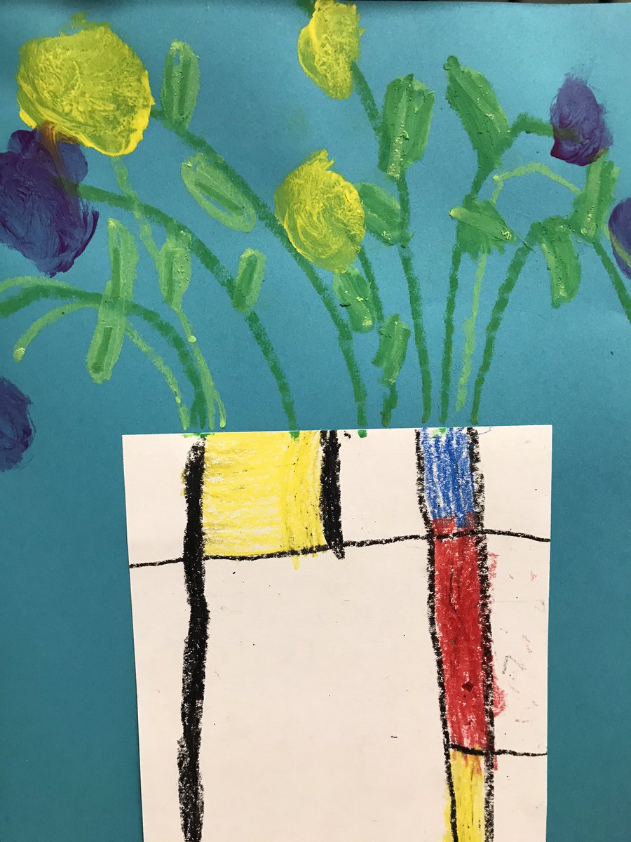 RBESartJohnson's tweet photo. Kindergarten Mondrian Flower Vase #redbud132 https://t.co/lAfuTKFyUB