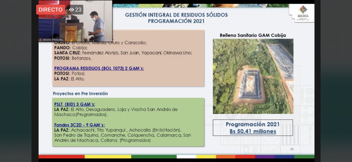 vrhr_bolivia's tweet photo. El viceministro Wilder Quiroz inicia su exposición de Rendición de Cuentas Inicial de la Gestión 2021 en Trinidad. @AmbienteyAgua #VamosASalirAdelante https://t.co/2ZKeq7fbeG