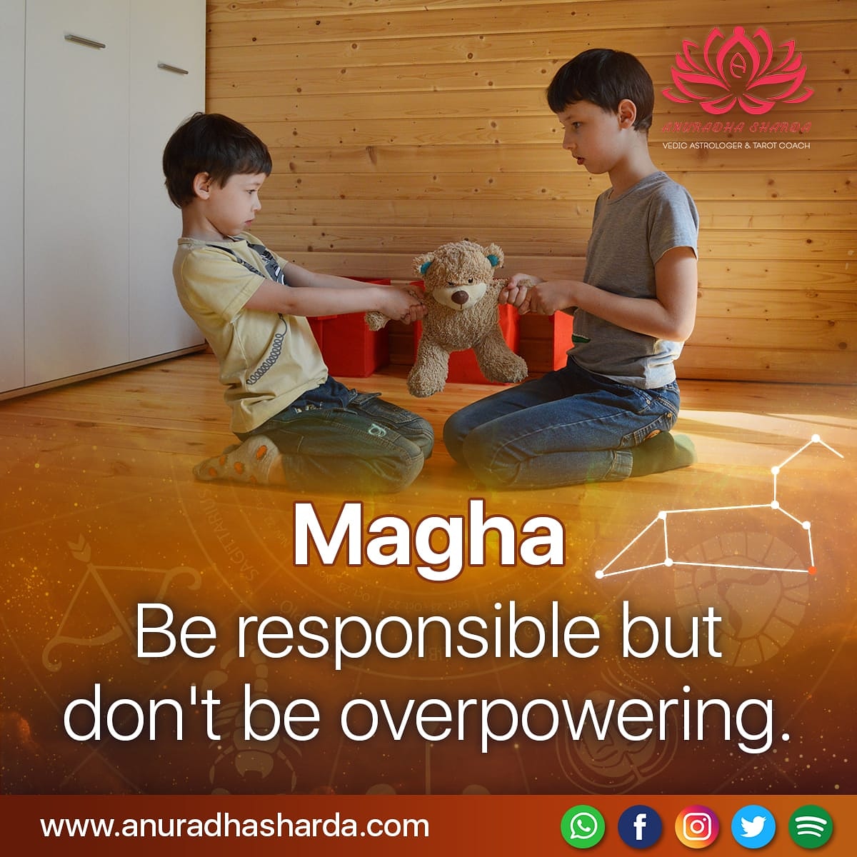 ShardaAnuradha's tweet photo. #astrologyposts #astrologydailyquotes #astrology #dailytransit #vedicastrology #Vedicastrologer #zodiacsigns #Sun #Moon #time #Nakshatra #Magha #Pitris #elders #responsibile #powerful
Magha Nakshatra warns us
Be responsible but don't be overpowering https://t.co/4O8psGqpK4