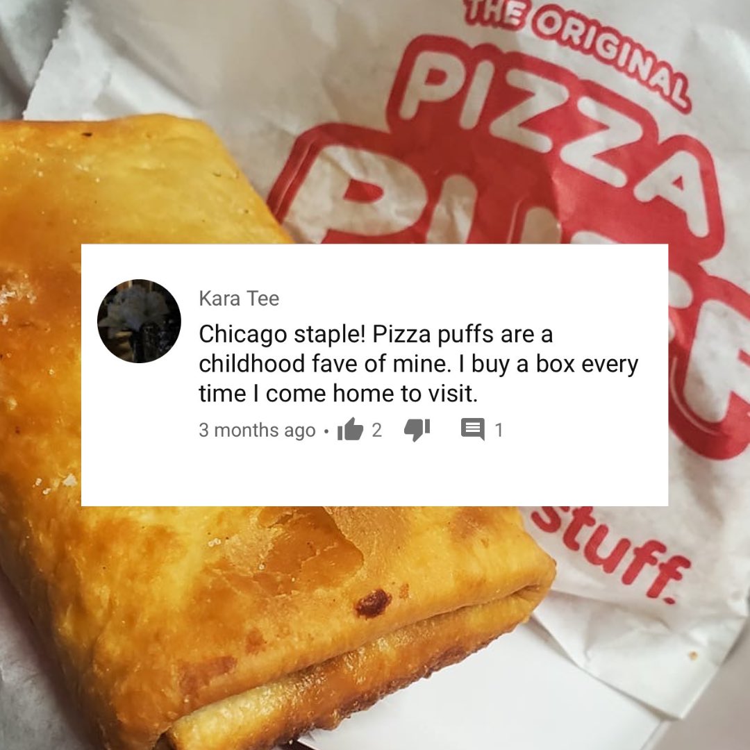 pizzapuffs's tweet photo. So many people that buy directly from our location are former #Chicago residents who bring Puffs back to wherever they live now. We love seeing everyone back in town for spring break. Thank you for taking the #pizzapuff love nationwide! #chicagofavorite #dontleavehomewithoutit https://t.co/95DEkiLINv