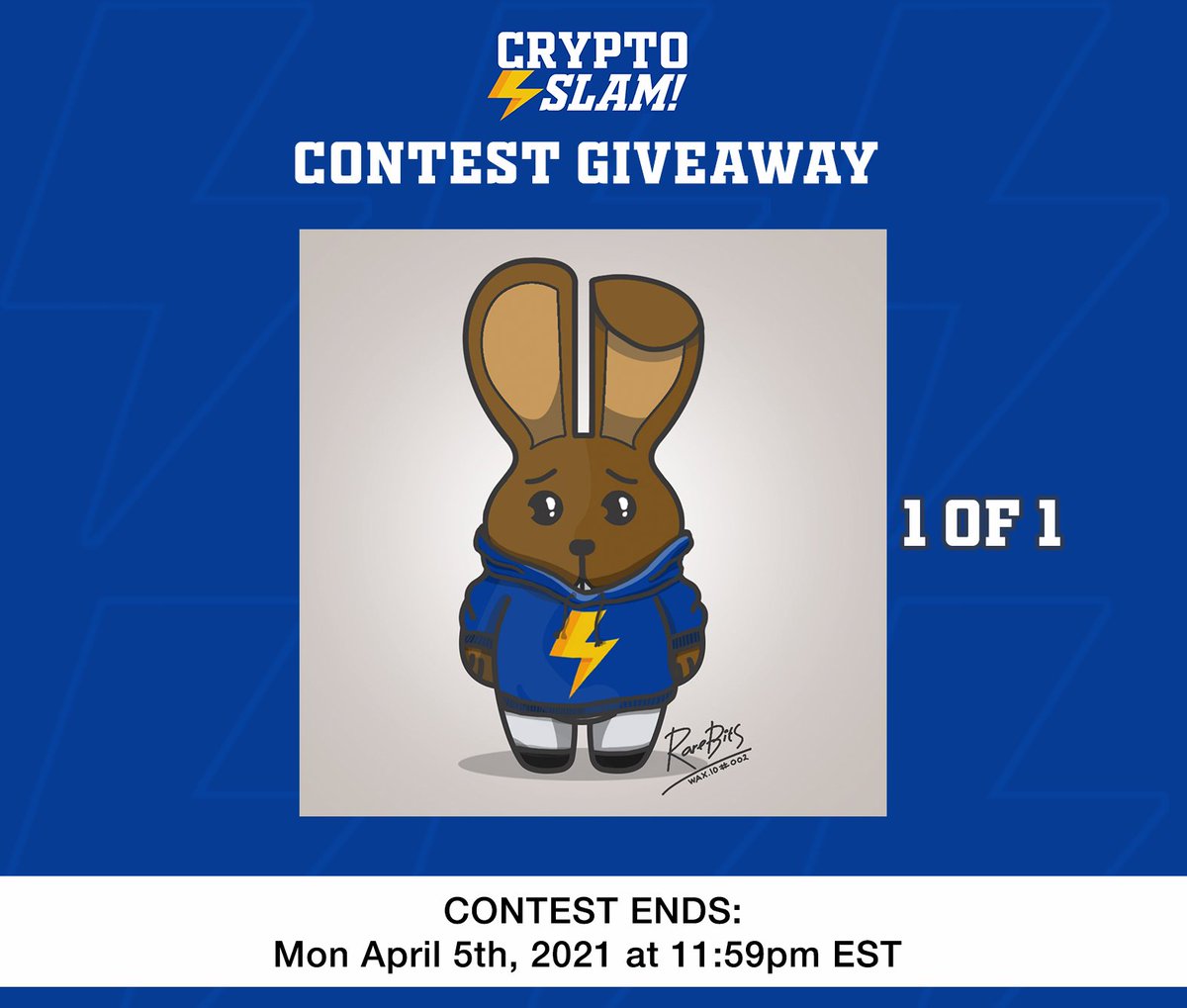 cryptoslamio's tweet photo. Easter is coming! 🥚We've teamed up with @WAX_io to give away a 1 of 1 Edition #NFT  artwork by @BunniesRarebit! 

To enter:
🐰 Like &amp; Retweet
🐰 Follow us &amp; @WAX_io
🐰 Sign up at https://t.co/7Kau7Ncf90

Comment WAX address ⬇️

Contest ends April 5th, 2021 at 11:59pm EST https://t.co/PNIKeO792j