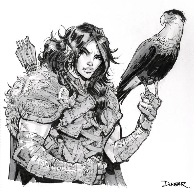 A Half Orc Ranger and her falcon buddy to start the day. #dnd 