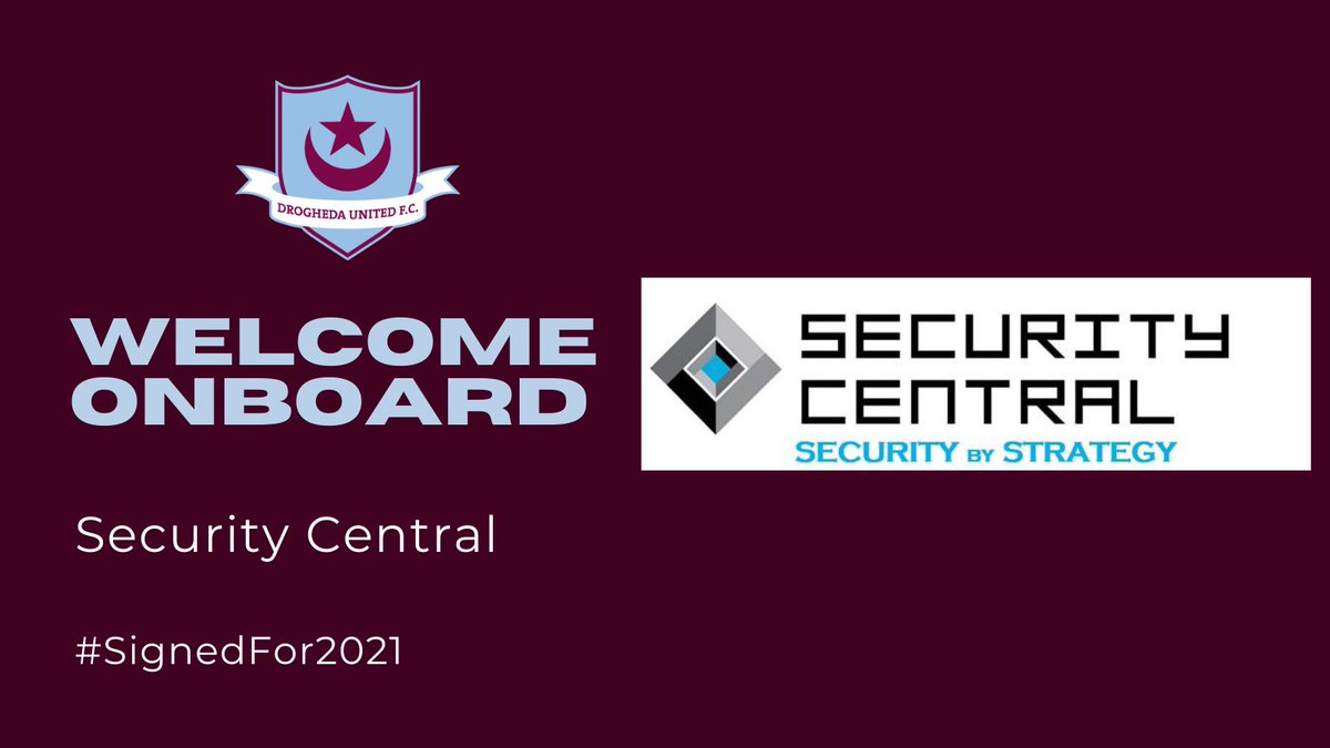 DroghedaUnited's tweet photo. Welcome onboard to our New Sponsor, Security Central.
Dublin-based Security Central provide security for hotels, special events, buildings, concerts and small & large venues throughout Dublin City.
#SignedFor2021 https://t.co/1c2GACxhPQ