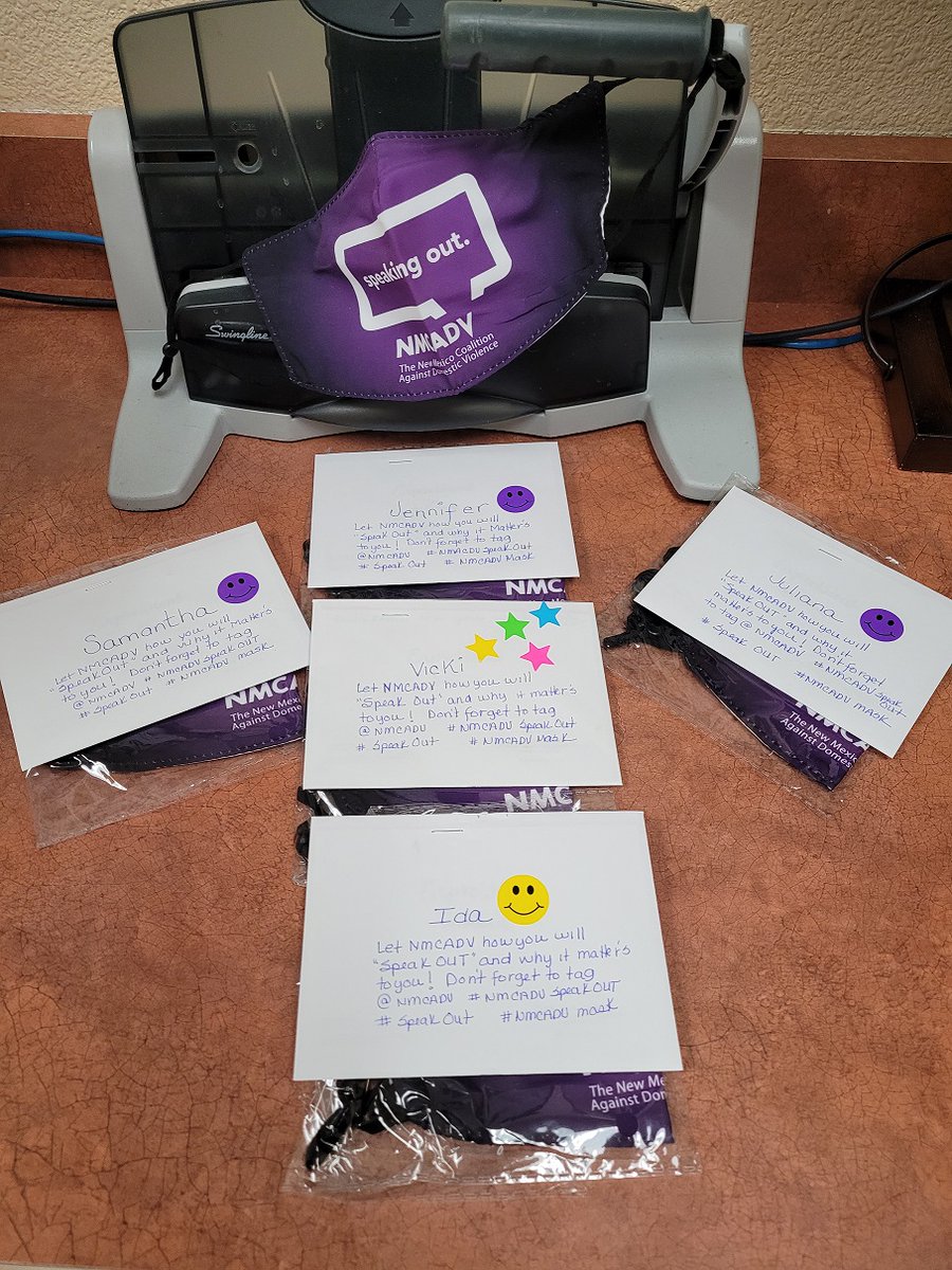 NMCADV's tweet image. Shout out to staff at La Casa where they will will be #SpeakingOut with NMCADV Masks during Women's History Month! Hurry and get yours today and let us know how you will be #Speakingout!