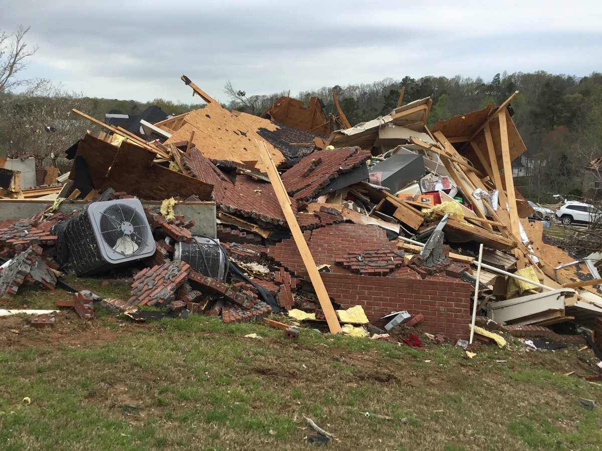 BREAKING: We have upgraded the 34 mile long tornado that tracked from southwest of Helena to northeast of Vandiver in Shelby County to an EF3 with 140 mph winds, based on damage in the Eagle Point area. Info remains preliminary.