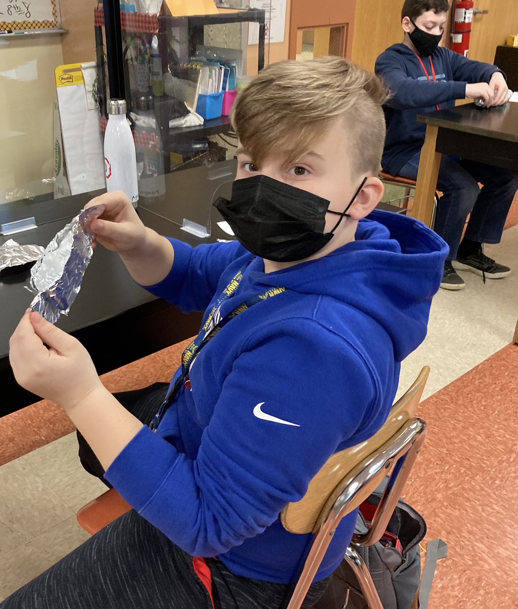 LearnWithLerman's tweet photo. It was a STEAM Funday Friday! My Scientists used their creativity to design, create, and model their own tin foil boats! We are ready to watch and see whose boat can float, and hold the most pennies before sinking! Stay Tuned: Density Fish Tank Challenge! 🛶🌊⛵️ #WeArePlainedge https://t.co/rxm7mZ9sgj