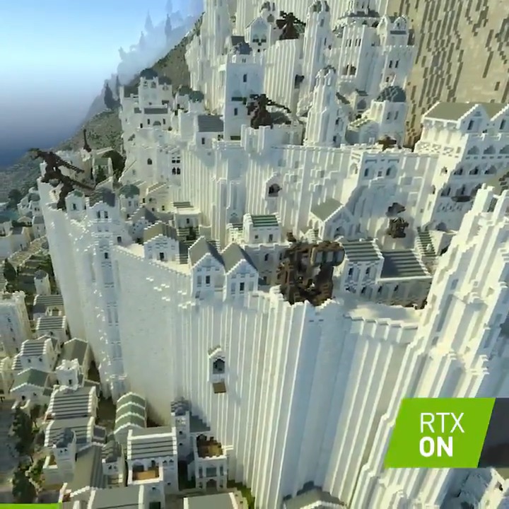 NVIDIA GeForce on X: The beacons of Minas Tirith! The beacons are lit!  Gondor needs us to mine faster! Thiss full scale recreation of Minas Tirith  in Minecraft with #RTXOn by @MCMiddleEarth