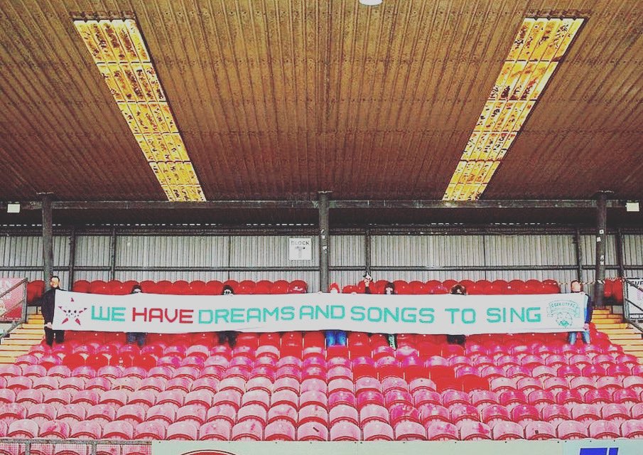Cork FCCB lads with banner before game against cobh #loi #leagueofireland