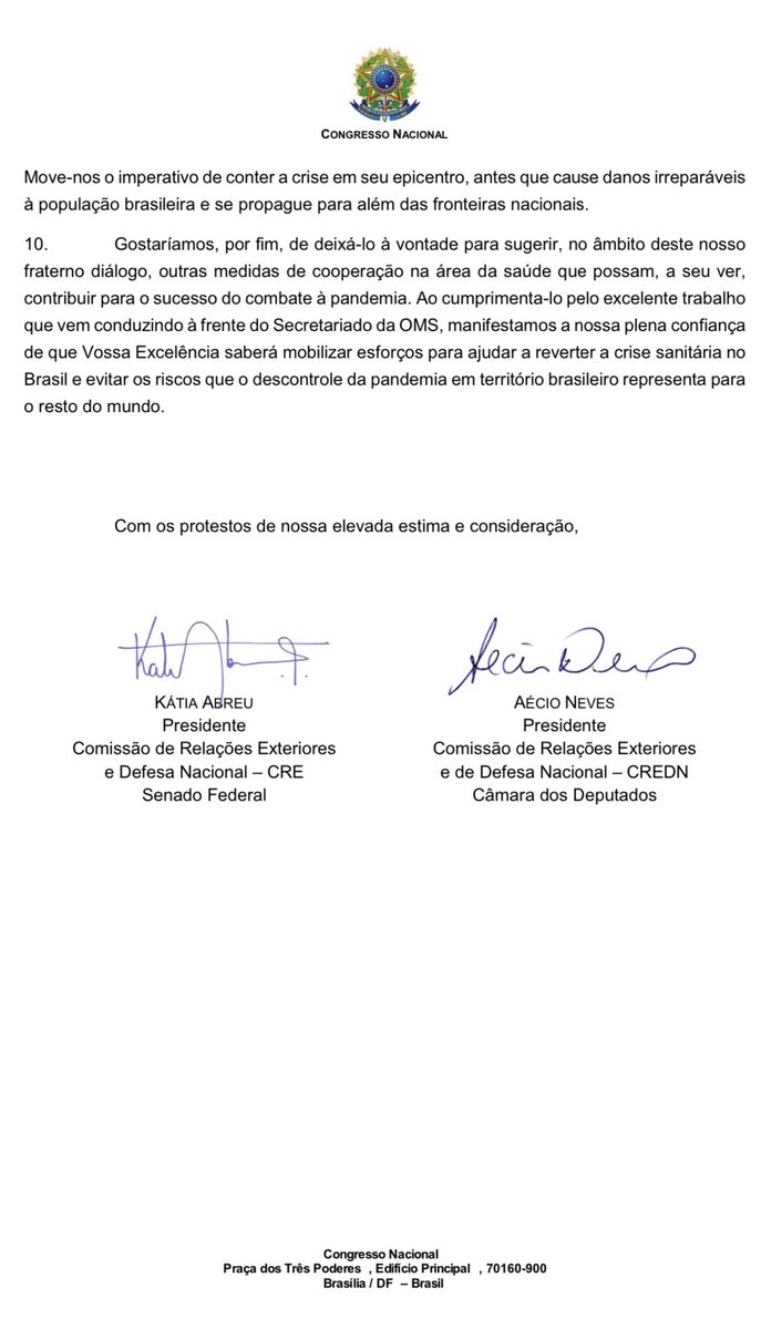 KatiaAbreu's tweet photo. Precisamos de mais vacinas e para todos os brasileiros! Pedimos mais doses obtidas por meio do consórcio global Covax Facility, liderado pela OMS. A situação que enfrentamos é dramática. Dados da própria OMS atestam que o Brasil se tornou o epicentro mundial da pandemia. https://t.co/Ctn3wvc8WV
