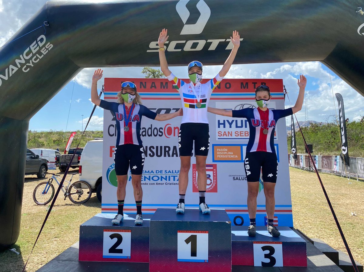usacycling's tweet photo. More amazing news from #MTBPanAms. Our junior women swept the podium with Ruth Holcomb taking the 🥇 Lauren Aggeler in 🥈 and Mia Aseltine rounding out the podium #wechampioncycling #TeamUSA https://t.co/ZLatpgLde1