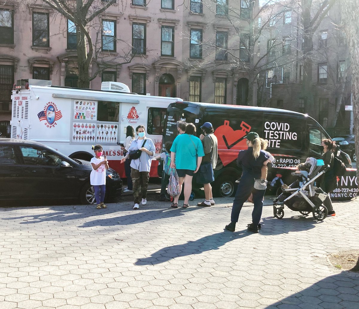 ESmithStevens's tweet photo. I'm at the ice cream truck 
I'm at the COVID test
I'm at the combination ice cream truck and COVID test https://t.co/tjpy5NtpiK