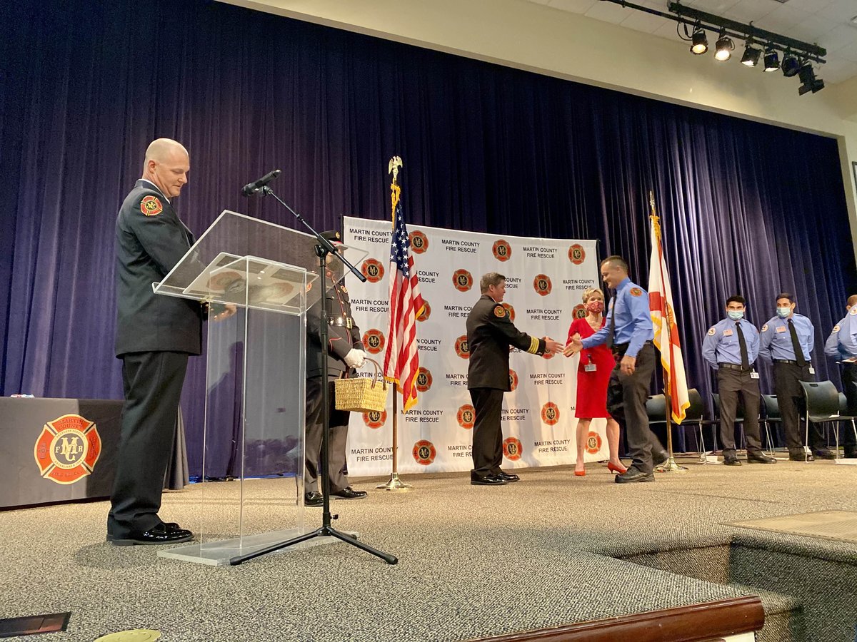 MartinCountyFR's tweet photo. Final #Class38 check-in! 🚒

Today completes MCFR Recruit Class 38’s 9-week journey. This morning, MCFR welcomed family, friends, colleagues and @MartinCountygov to help celebrate 17 new FF/EMTs in a graduation ceremony held at The Grace Place. 

#Congrats, Class 38! 🔥 https://t.co/fyemWEwROe